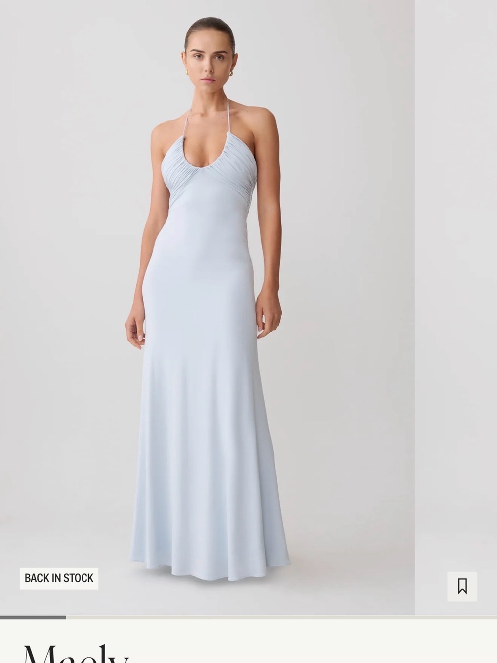 Meshki Pale Blue Halter Maxi Dress
